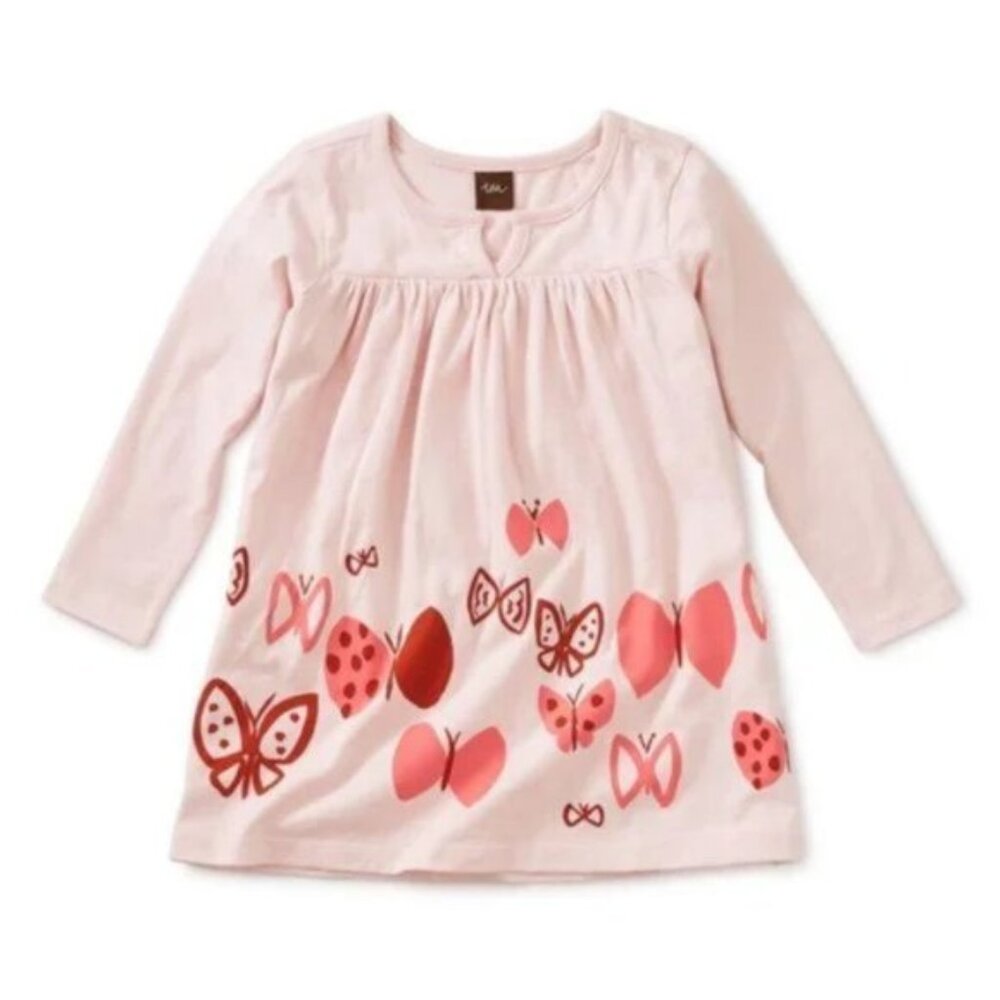 Tea Collection | Pink and Red Butterflies Graphic Dress | Size 3T